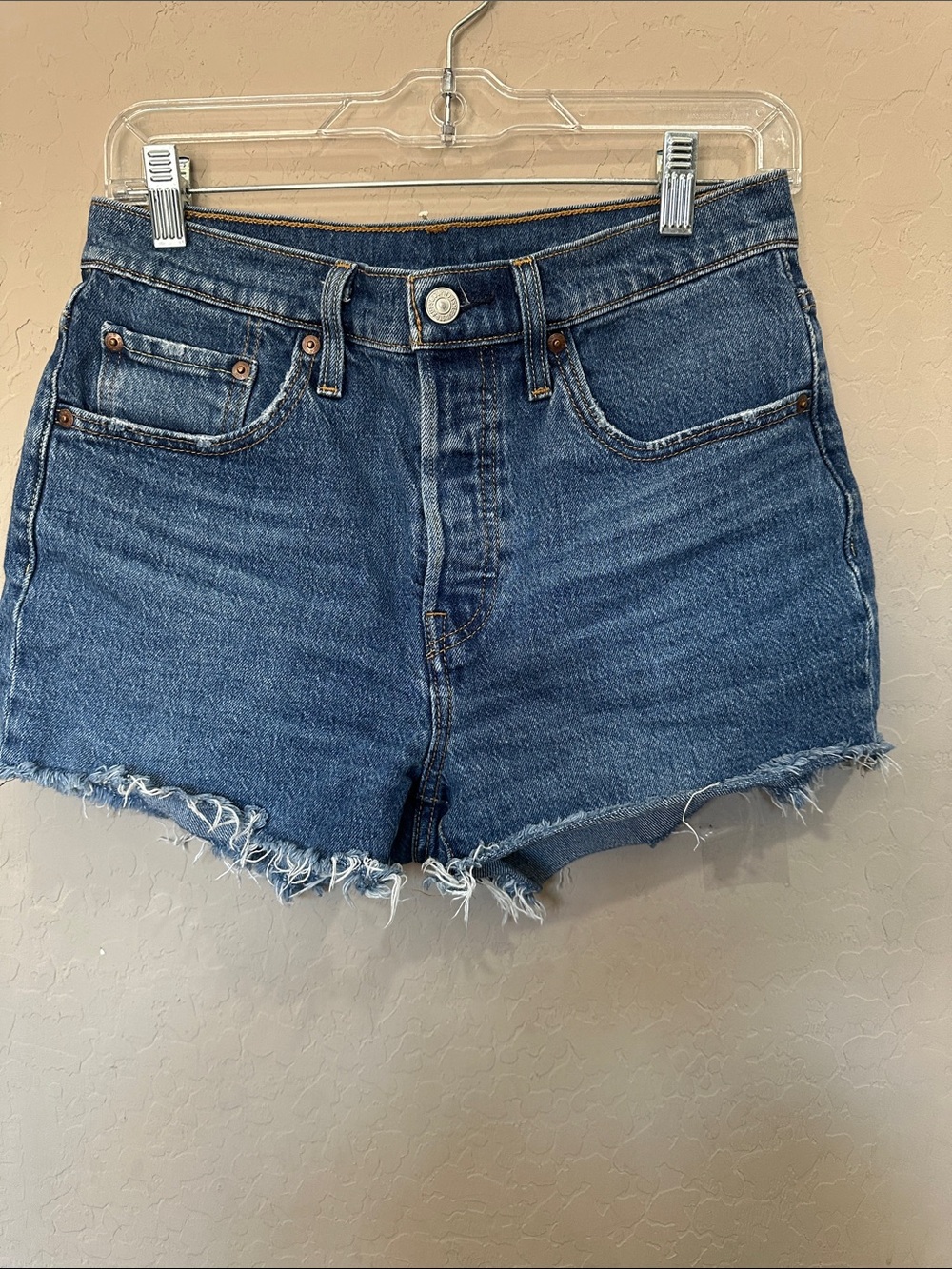 Levi's Raw Hem Denim Cutoff Shorts - Blue